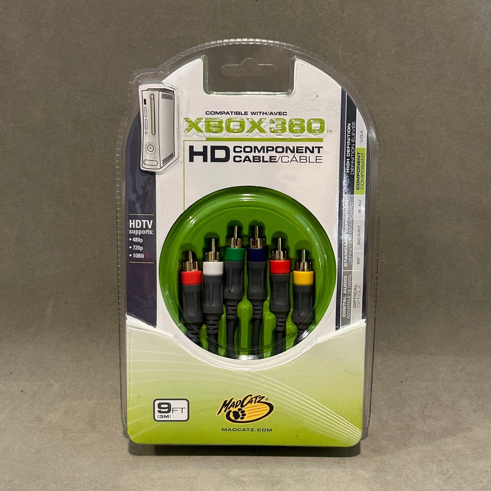 Mad Catz Xbox 360 HD Component Cable Pro Series 9ft HDTV 1080i Gold Plated NEW